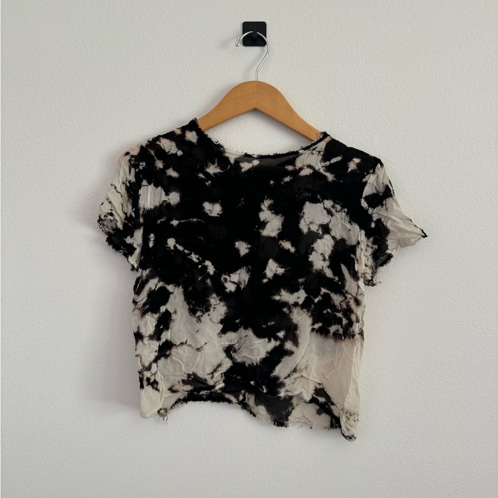 Enza Costa Sheer Tie Dye Black and White Tee